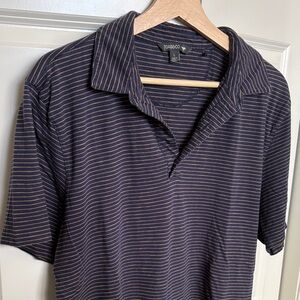 Toad&Co Navy and White Striped Polo